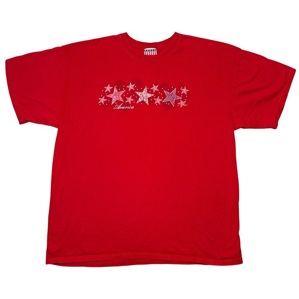 Anvil Unisex Red Graphic Patriotic T-Shirt, XL